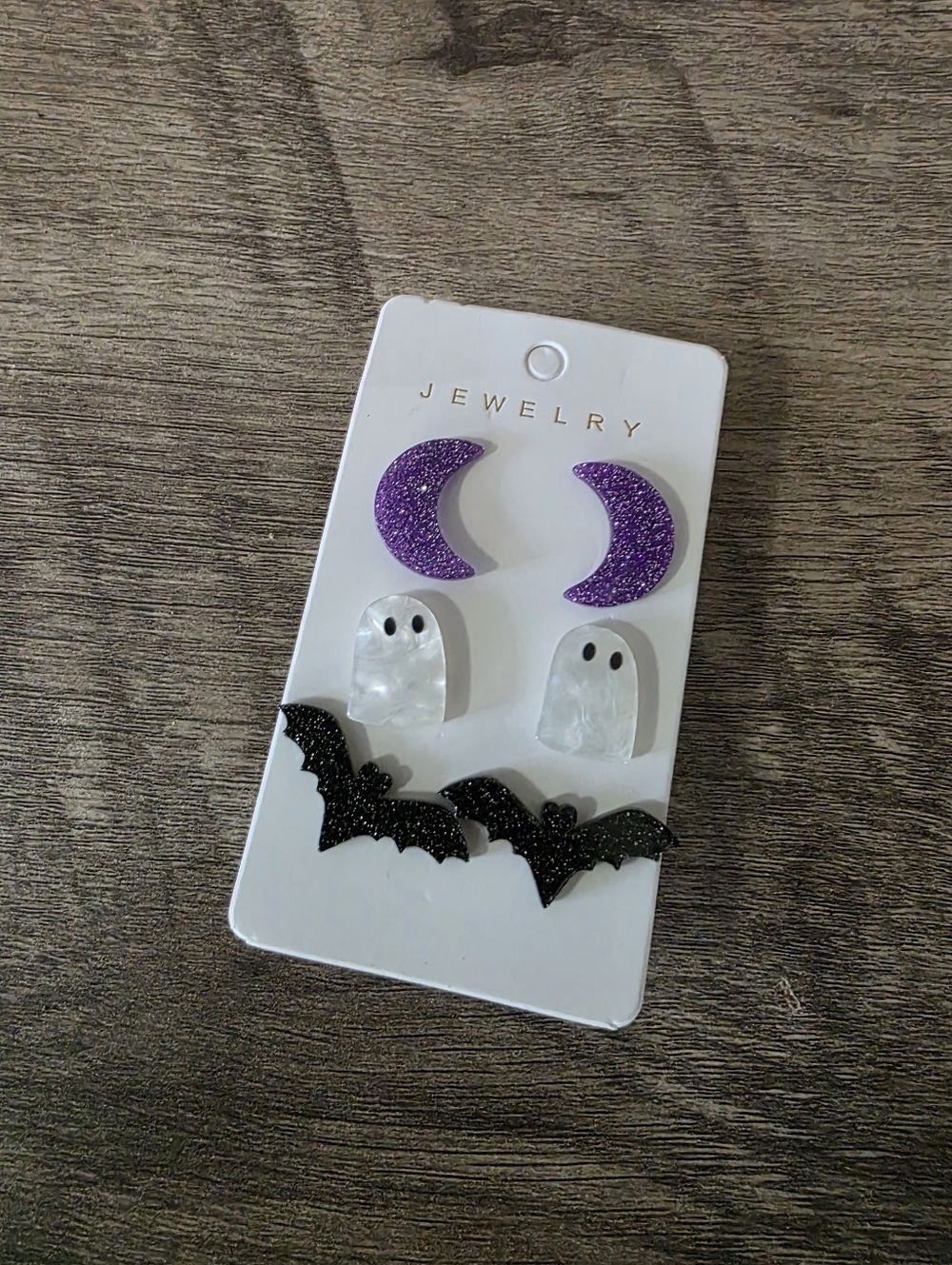 Glittery Purple and Black Ghost Earrings